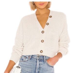 Line & Dot Beige Button-Up Cardigan